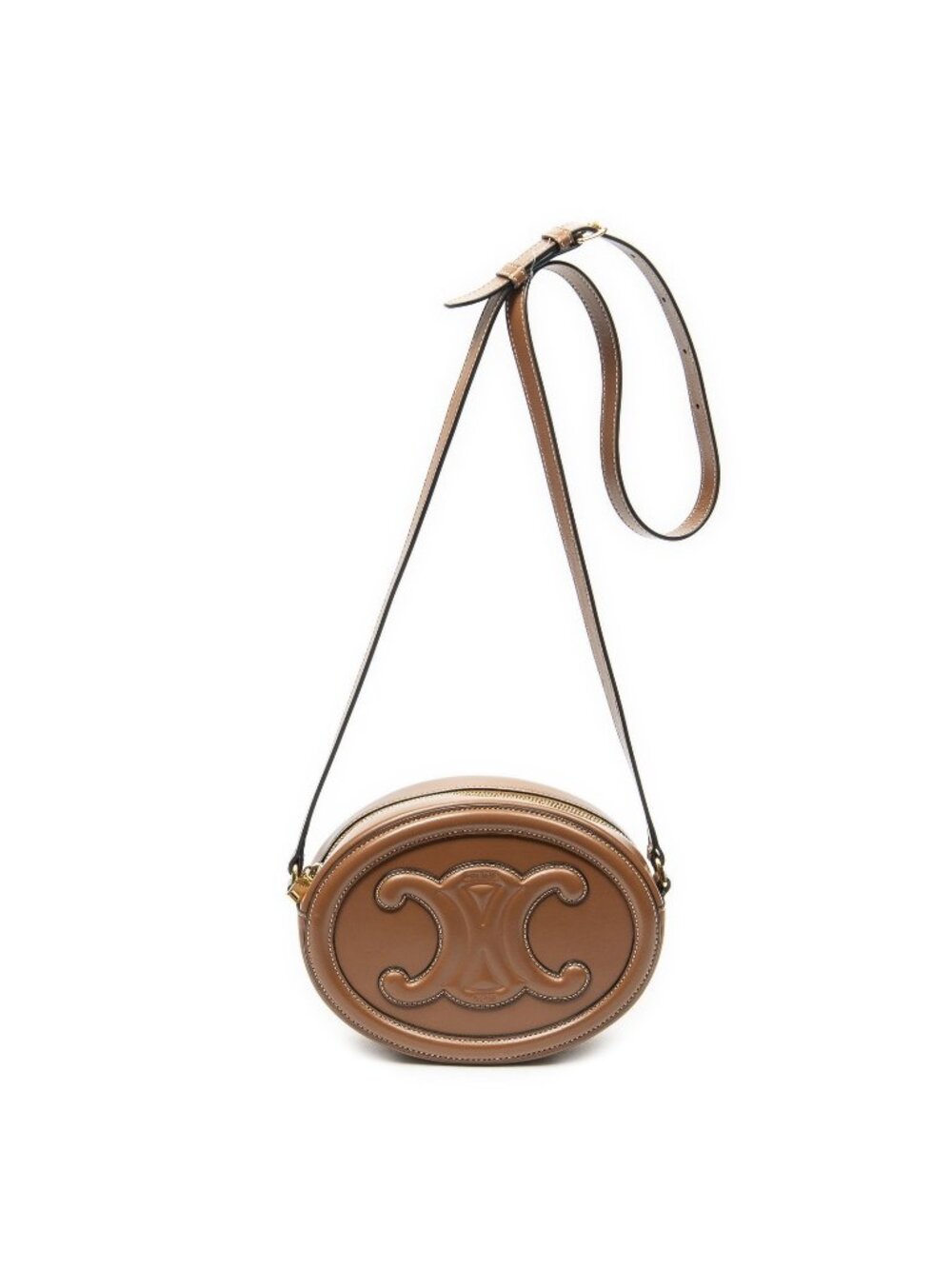 Celine Small Cuir Triomphe Oval Crossbody Brown Calfskin Leather